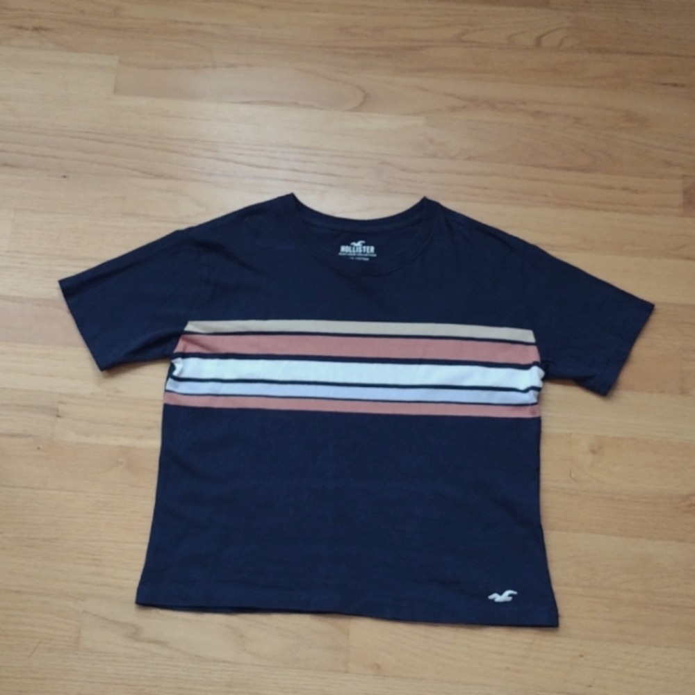 Hollister Navy Blue Cropped T-Shirt